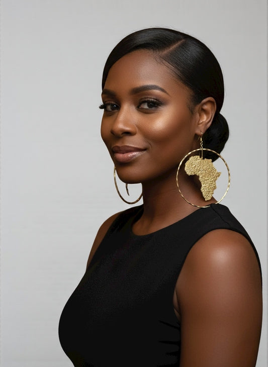 Oversized African Map Earrings – Handcrafted Bold Brass Statement Jewellery
