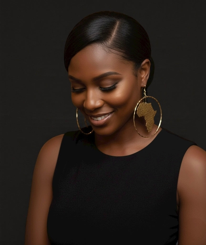 Oversized African Map Earrings – Handcrafted Bold Brass Statement Jewellery - Fatisha Boutique #