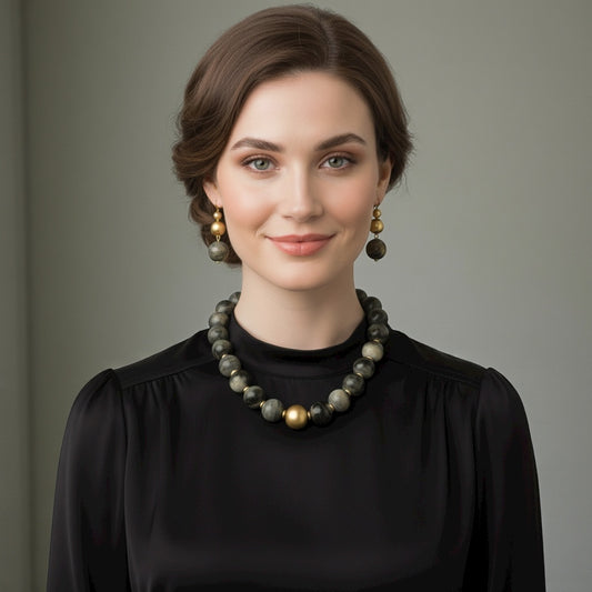 Bohemian Chunky Resin Beaded Statement Necklace & Earrings Set – Bold Fashion Jewellery for Women - Fatisha Boutique #