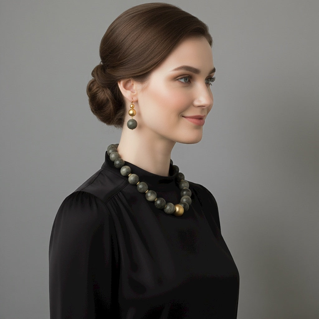 Bohemian Chunky Resin Beaded Statement Necklace & Earrings Set – Bold Fashion Jewellery for Women - Fatisha Boutique #