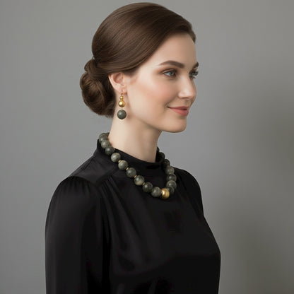 Bohemian Chunky Resin Beaded Statement Necklace & Earrings Set – Bold Fashion Jewellery for Women - Fatisha Boutique #