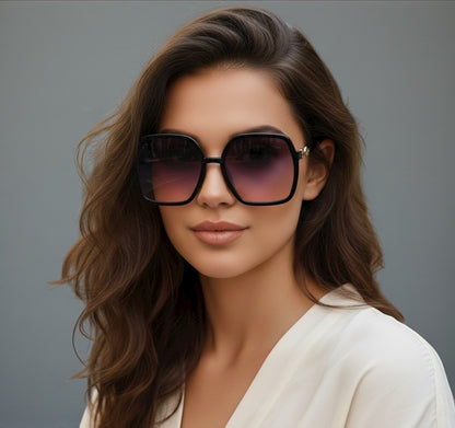 Oversized Square Frame Sunglasses – Chic Gradient Lens UV400 Fashion Eyewear for Women - Fatisha Boutique #