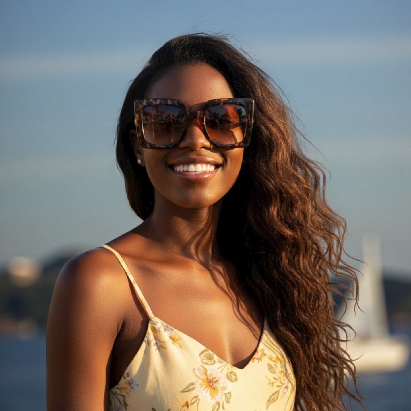 Luxury Pearl Handle Oversized Square Sunglasses – UV400 Gradient Lens Fashion Eyewear for Women - Fatisha Boutique #