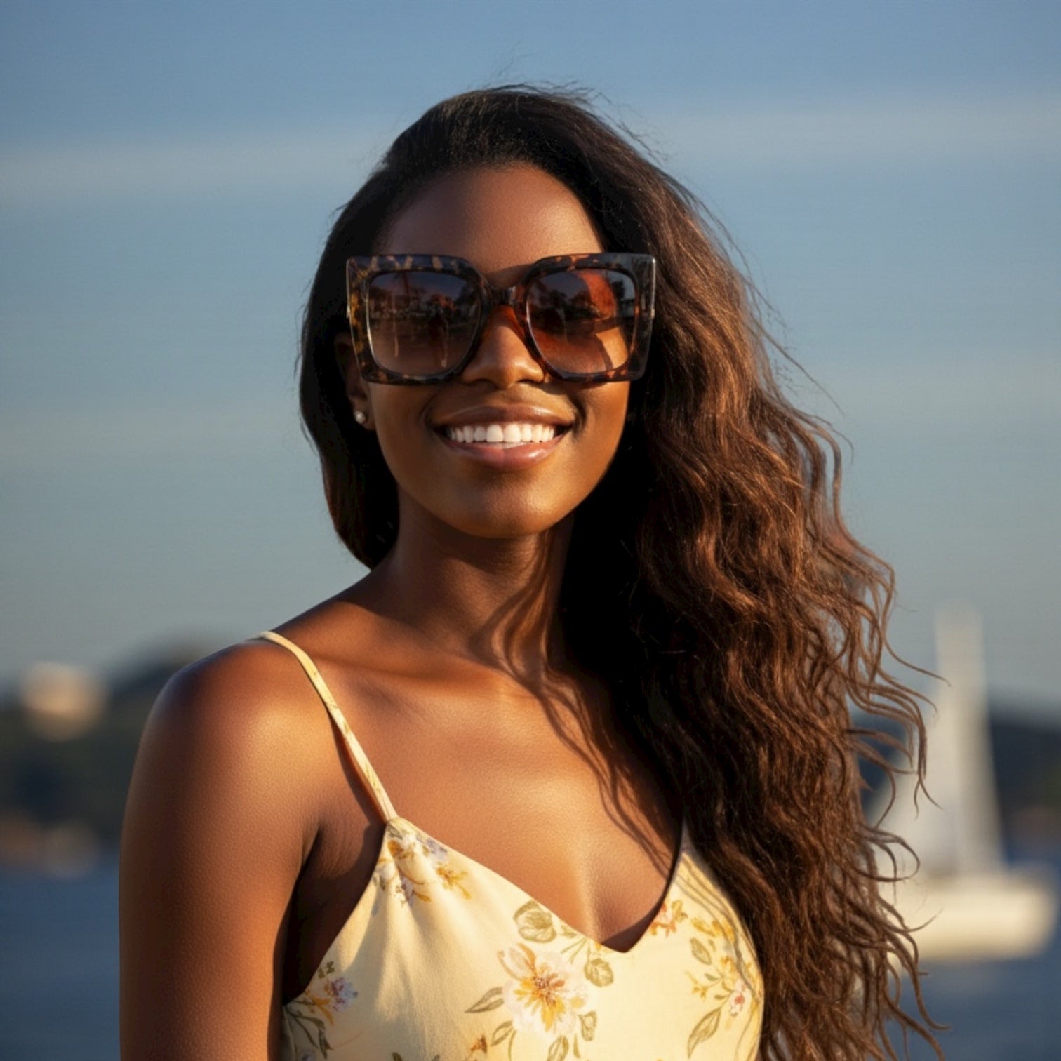 Luxury Pearl Handle Oversized Square Sunglasses – UV400 Gradient Lens Fashion Eyewear for Women - Fatisha Boutique #