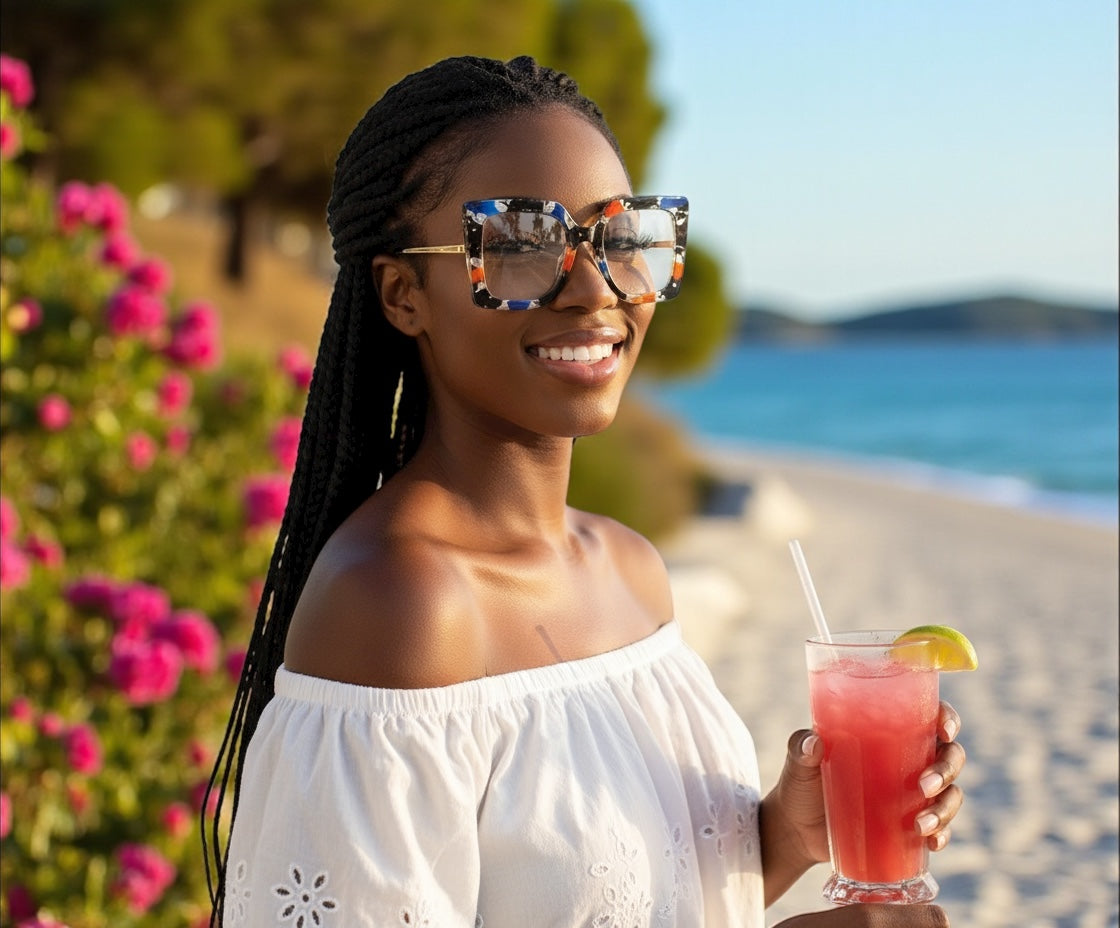 Luxury Pearl Handle Oversized Square Sunglasses – UV400 Gradient Lens Fashion Eyewear for Women - Fatisha Boutique #