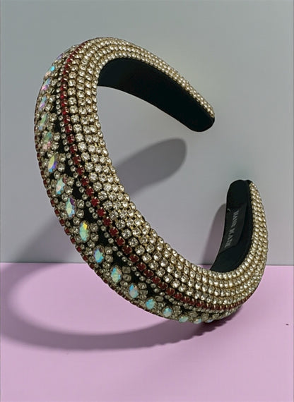 Bohemian Multicoloured Diamante Rhinestone Baroque Padded Headband – Luxury Crystal Hair Jewellery - Fatisha Boutique #