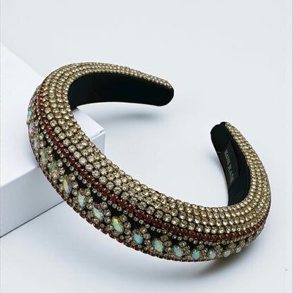 Bohemian Multicoloured Diamante Rhinestone Baroque Padded Headband – Luxury Crystal Hair Jewellery - Fatisha Boutique #