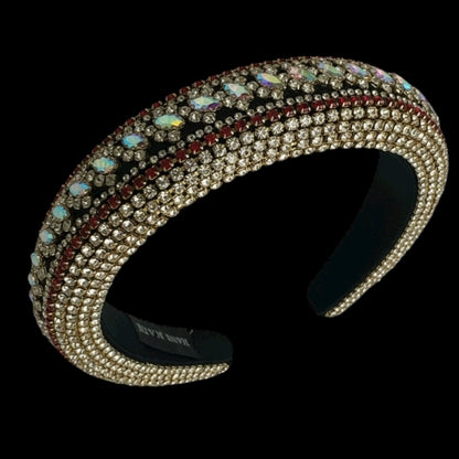 Bohemian Multicoloured Diamante Rhinestone Baroque Padded Headband – Luxury Crystal Hair Jewellery - Fatisha Boutique #