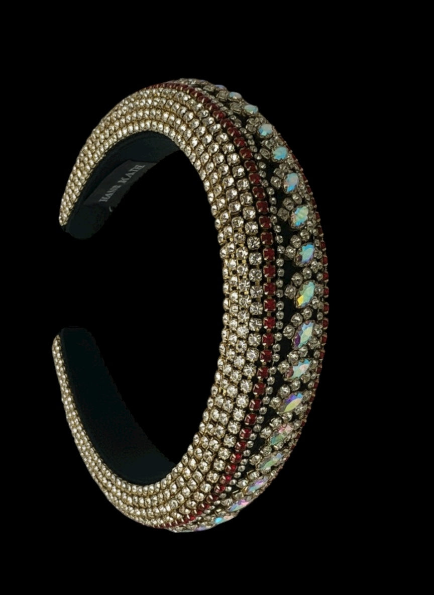 Bohemian Multicoloured Diamante Rhinestone Baroque Padded Headband – Luxury Crystal Hair Jewellery - Fatisha Boutique # Fatisha Boutique