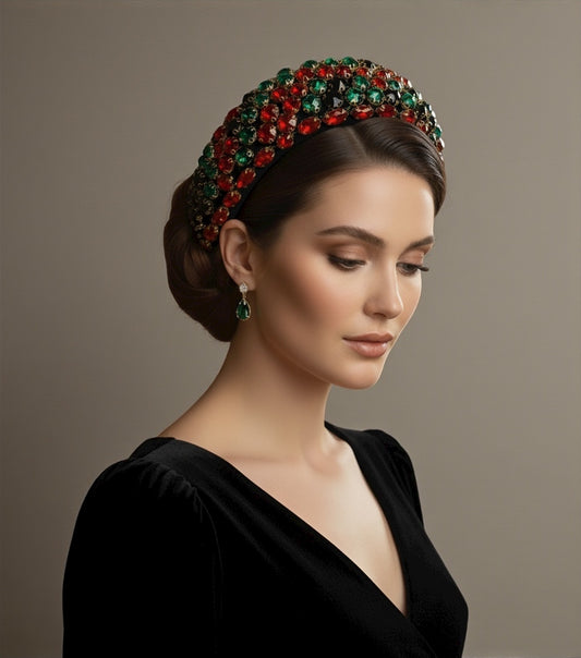 Bohemian Multicolour Rhinestone Baroque Padded Headband – Luxury Crystal Hair Jewellery - Fatisha Boutique #