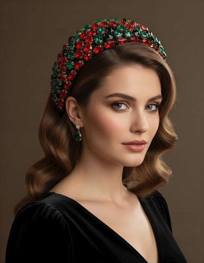 Bohemian Multicolour Rhinestone Baroque Padded Headband – Luxury Crystal Hair Jewellery - Fatisha Boutique #