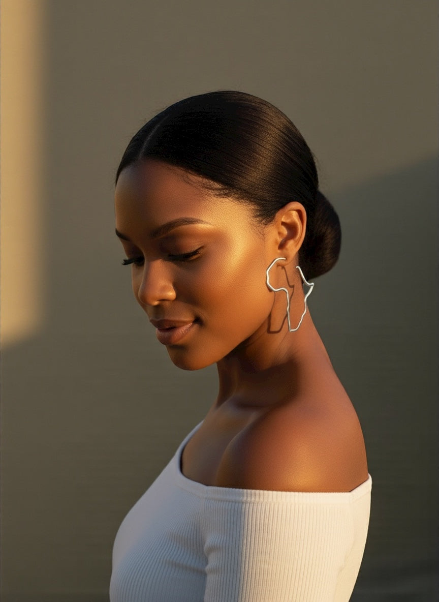 7cm Africa Map Hoop Earrings – Gold & Silver Stainless Steel Afrocentric Jewellery - Fatisha Boutique #