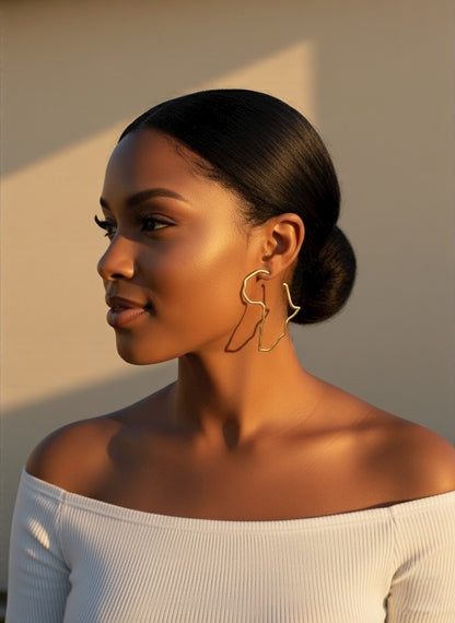 7cm Africa Map Hoop Earrings – Gold & Silver Stainless Steel Afrocentric Jewellery - Fatisha Boutique #