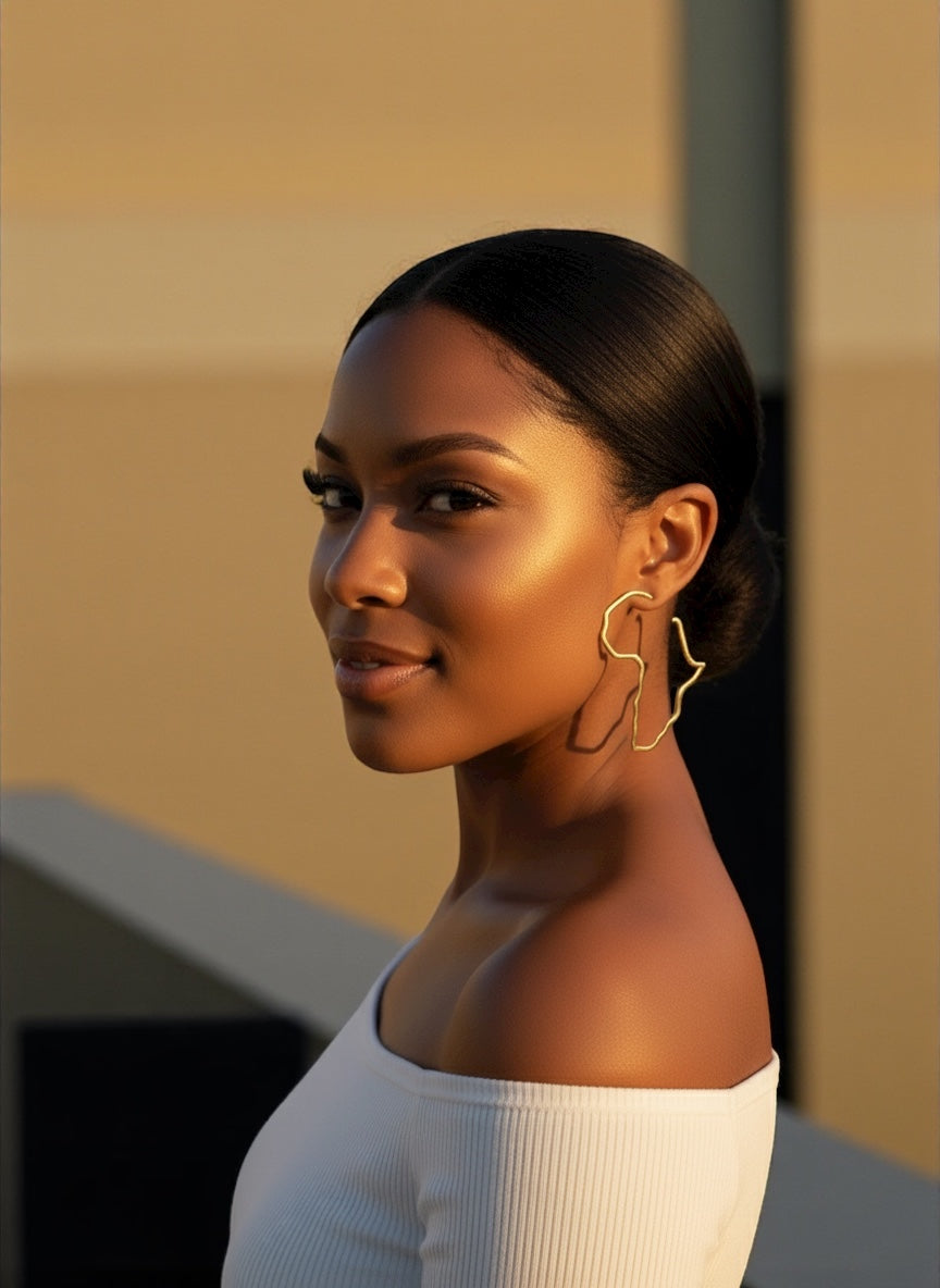 7cm Africa Map Hoop Earrings – Gold & Silver Stainless Steel Afrocentric Jewellery - Fatisha Boutique #