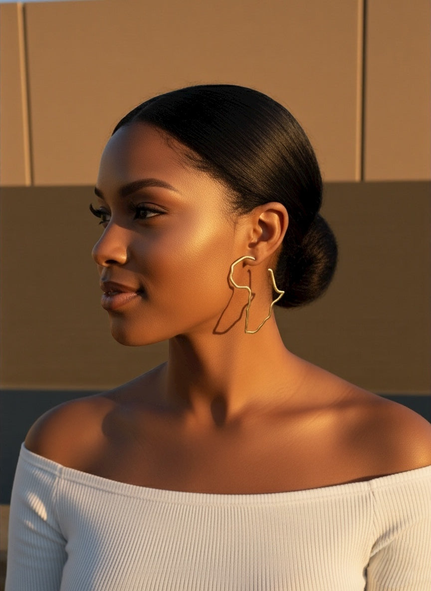 7cm Africa Map Hoop Earrings – Gold & Silver Stainless Steel Afrocentric Jewellery - Fatisha Boutique #