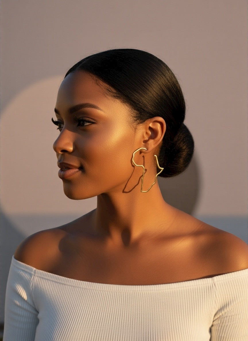 7cm Africa Map Hoop Earrings – Gold & Silver Stainless Steel Afrocentric Jewellery - Fatisha Boutique #