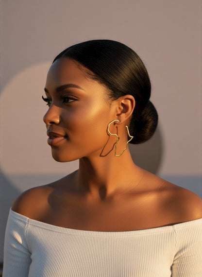 7cm Africa Map Hoop Earrings – Gold & Silver Stainless Steel Afrocentric Jewellery - Fatisha Boutique #