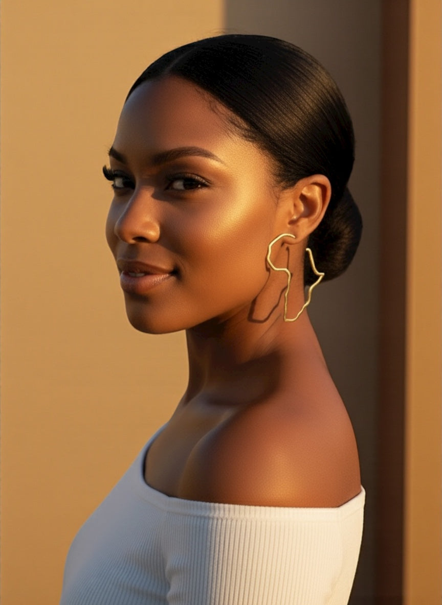 7cm Africa Map Hoop Earrings – Gold & Silver Stainless Steel Afrocentric Jewellery - Fatisha Boutique #