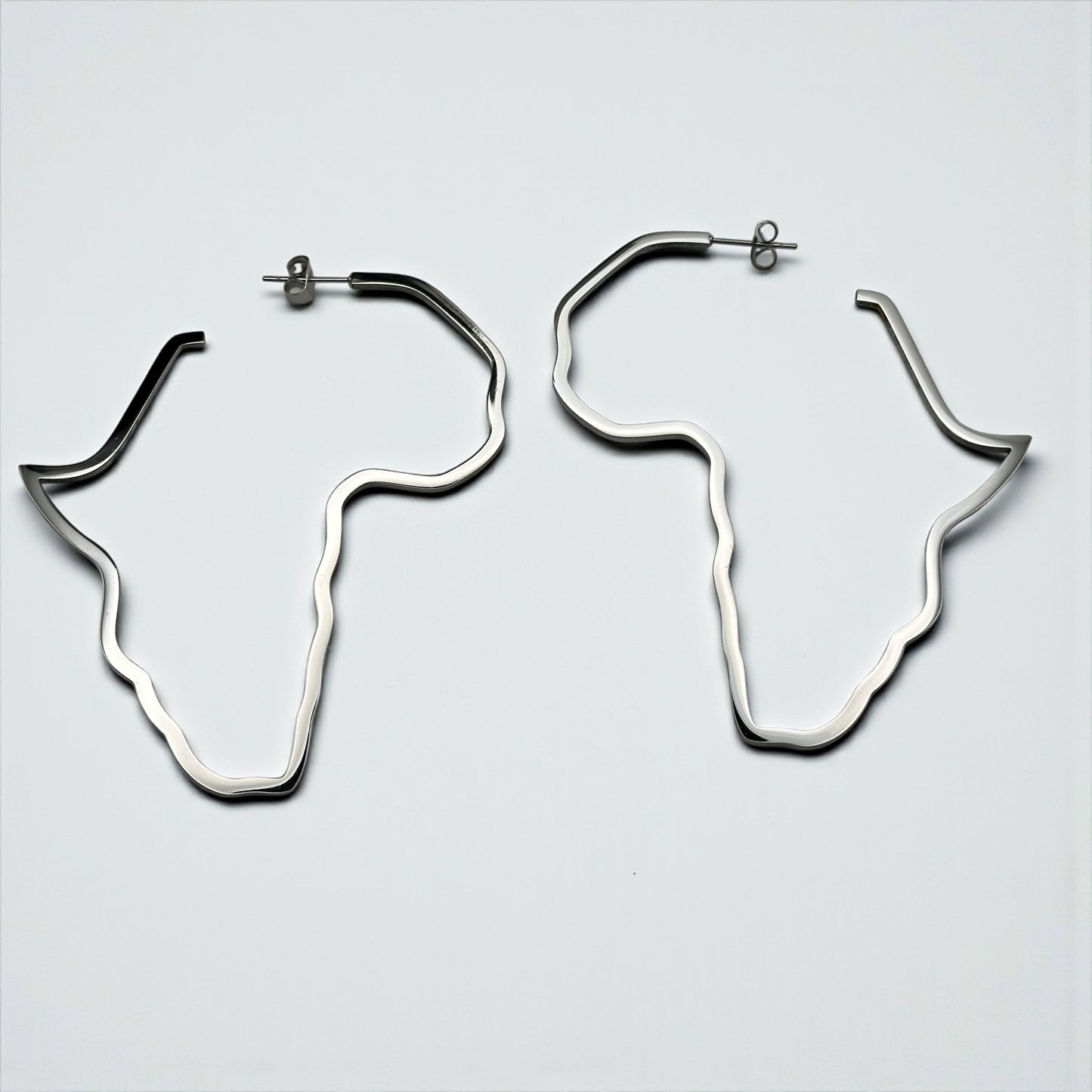7cm Africa Map Hoop Earrings – Gold & Silver Stainless Steel Afrocentric Jewellery - Fatisha Boutique #