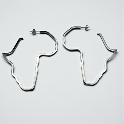 7cm Africa Map Hoop Earrings – Gold & Silver Stainless Steel Afrocentric Jewellery - Fatisha Boutique #