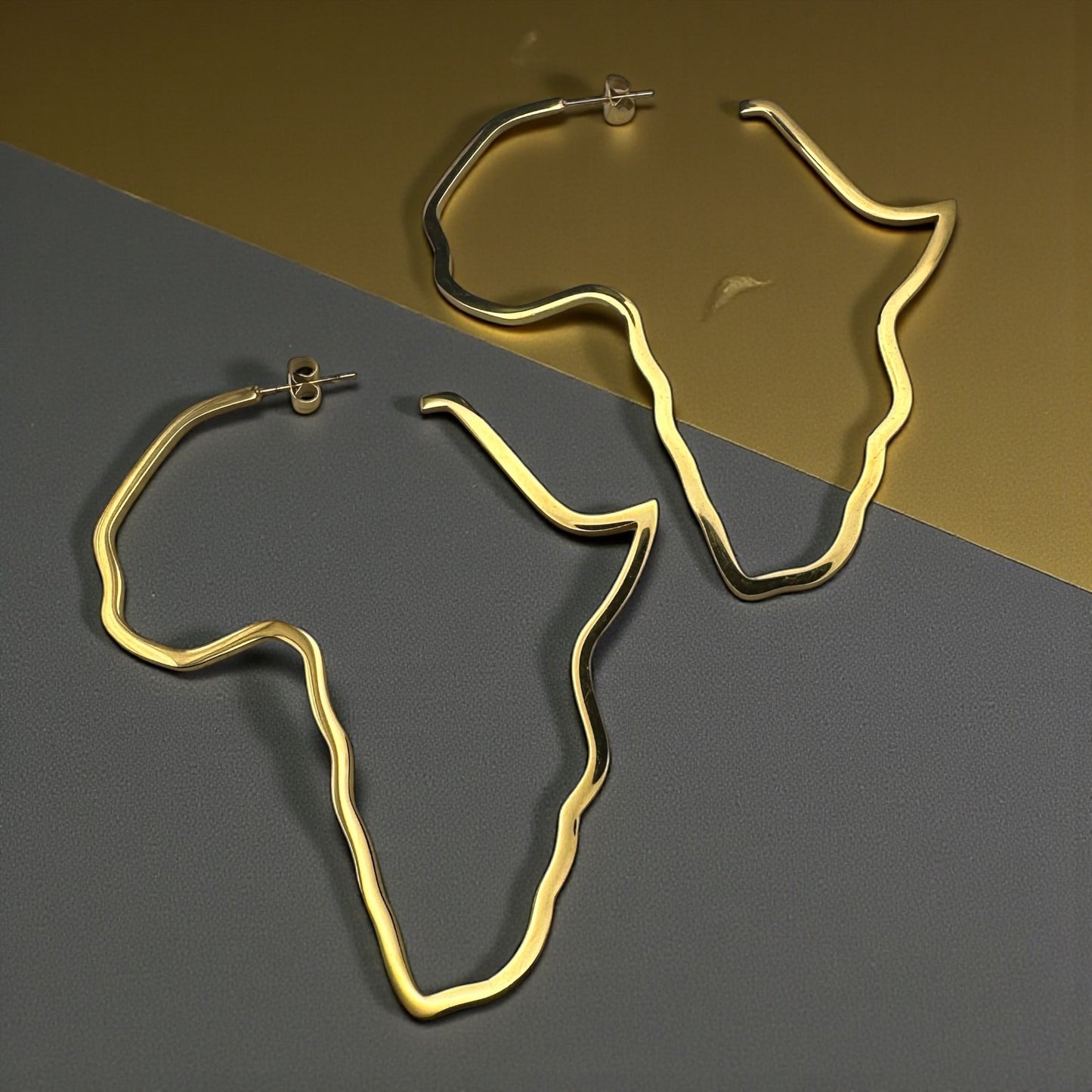 7cm Africa Map Hoop Earrings – Gold & Silver Stainless Steel Afrocentric Jewellery - Fatisha Boutique #