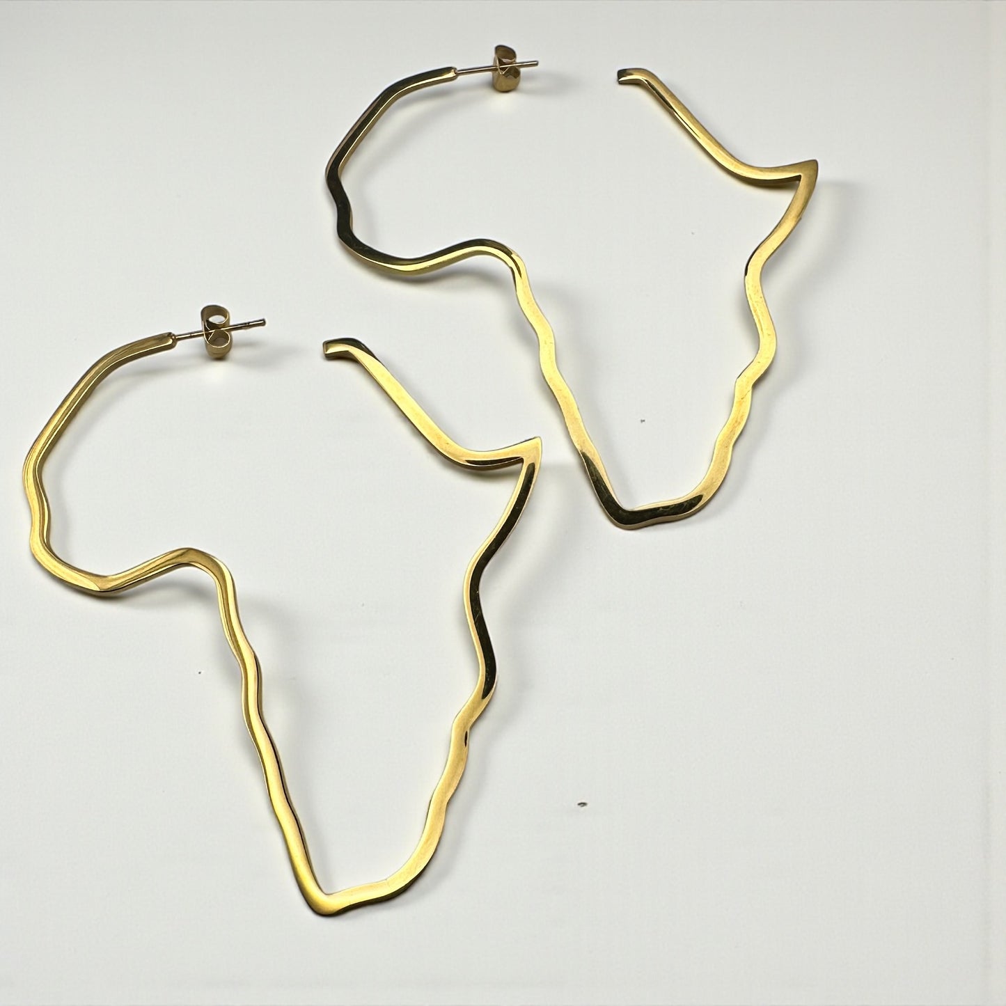 7cm Africa Map Hoop Earrings – Gold & Silver Stainless Steel Afrocentric Jewellery - Fatisha Boutique #