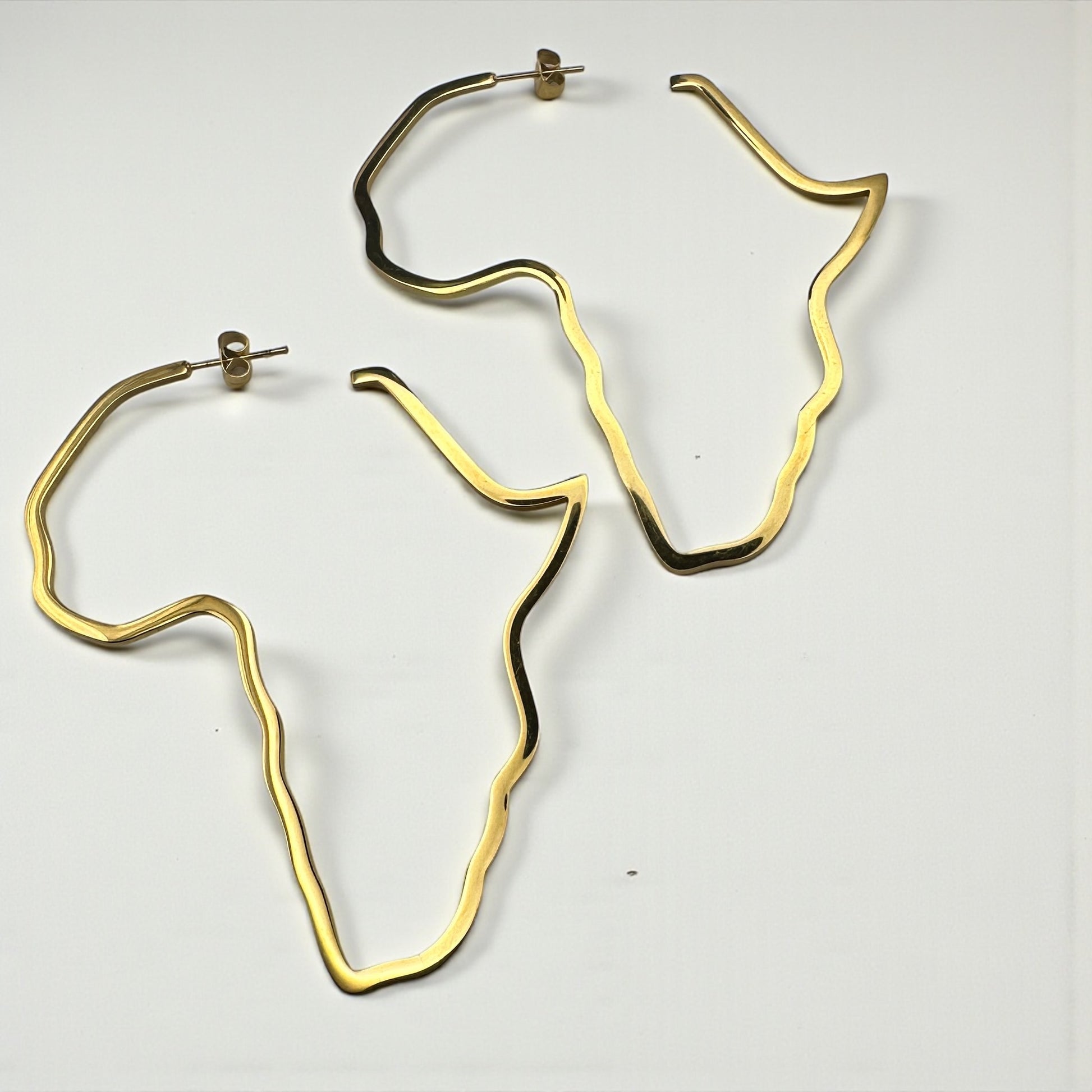 7cm Africa Map Hoop Earrings – Gold & Silver Stainless Steel Afrocentric Jewellery - Fatisha Boutique #