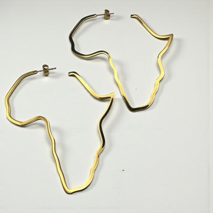 7cm Africa Map Hoop Earrings – Gold & Silver Stainless Steel Afrocentric Jewellery - Fatisha Boutique #