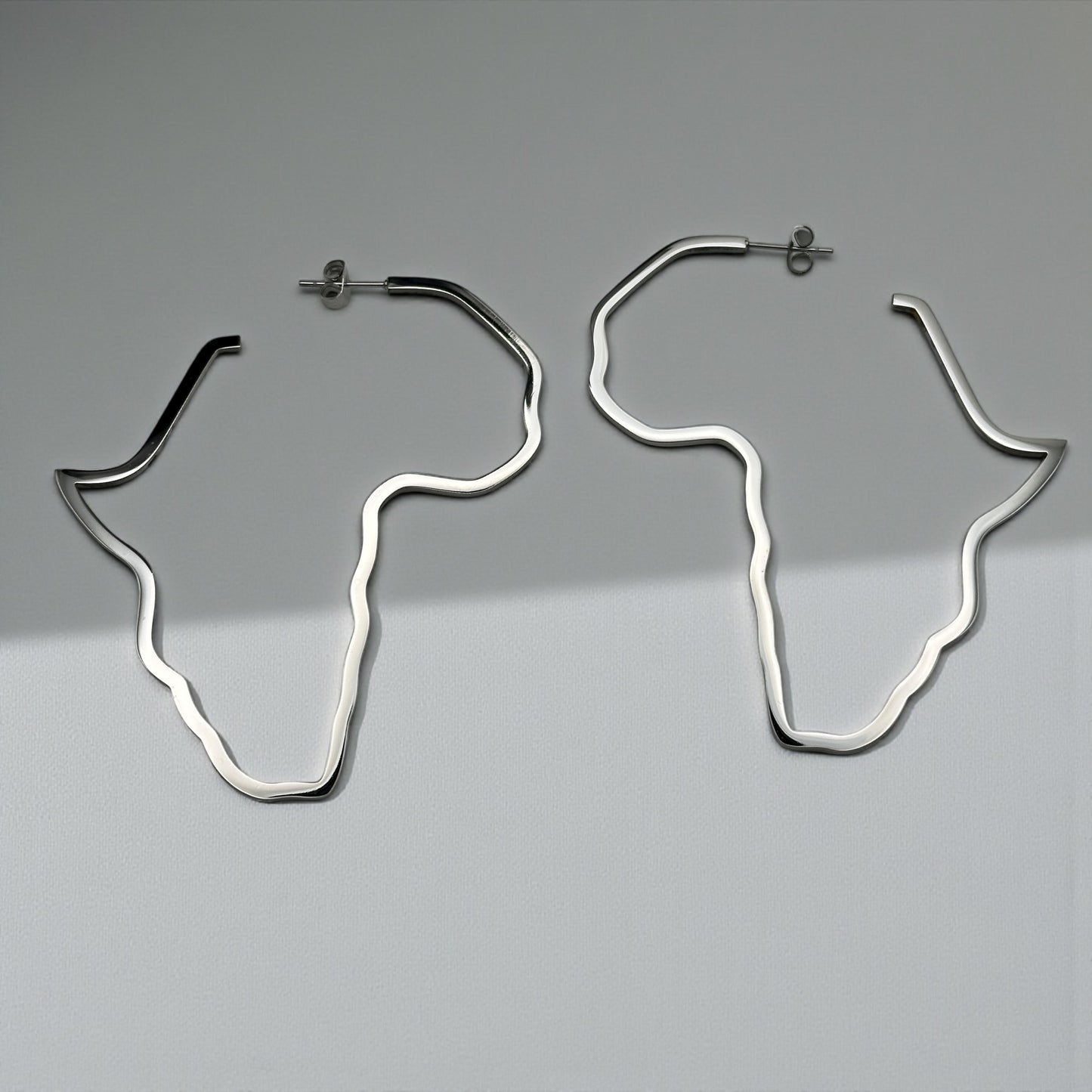 7cm Africa Map Hoop Earrings – Gold & Silver Stainless Steel Afrocentric Jewellery - Fatisha Boutique #