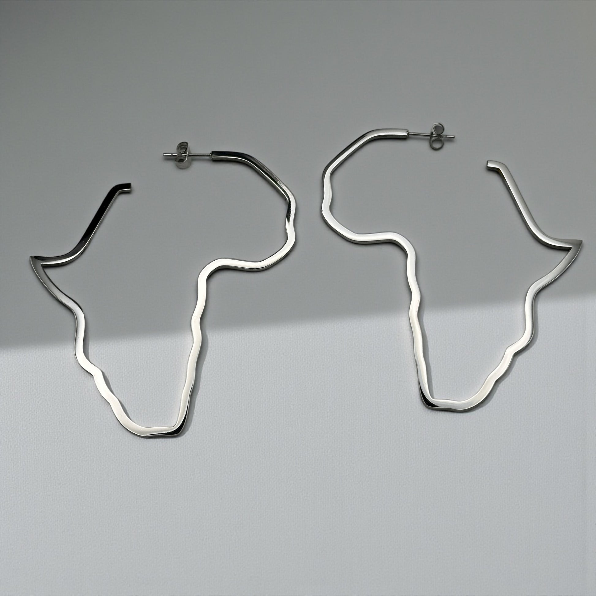 7cm Africa Map Hoop Earrings – Gold & Silver Stainless Steel Afrocentric Jewellery - Fatisha Boutique #