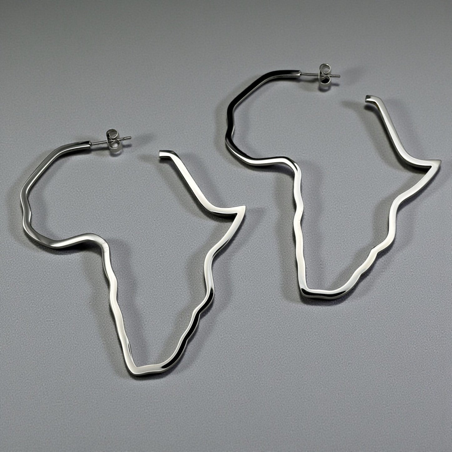 7cm Africa Map Hoop Earrings – Gold & Silver Stainless Steel Afrocentric Jewellery - Fatisha Boutique #
