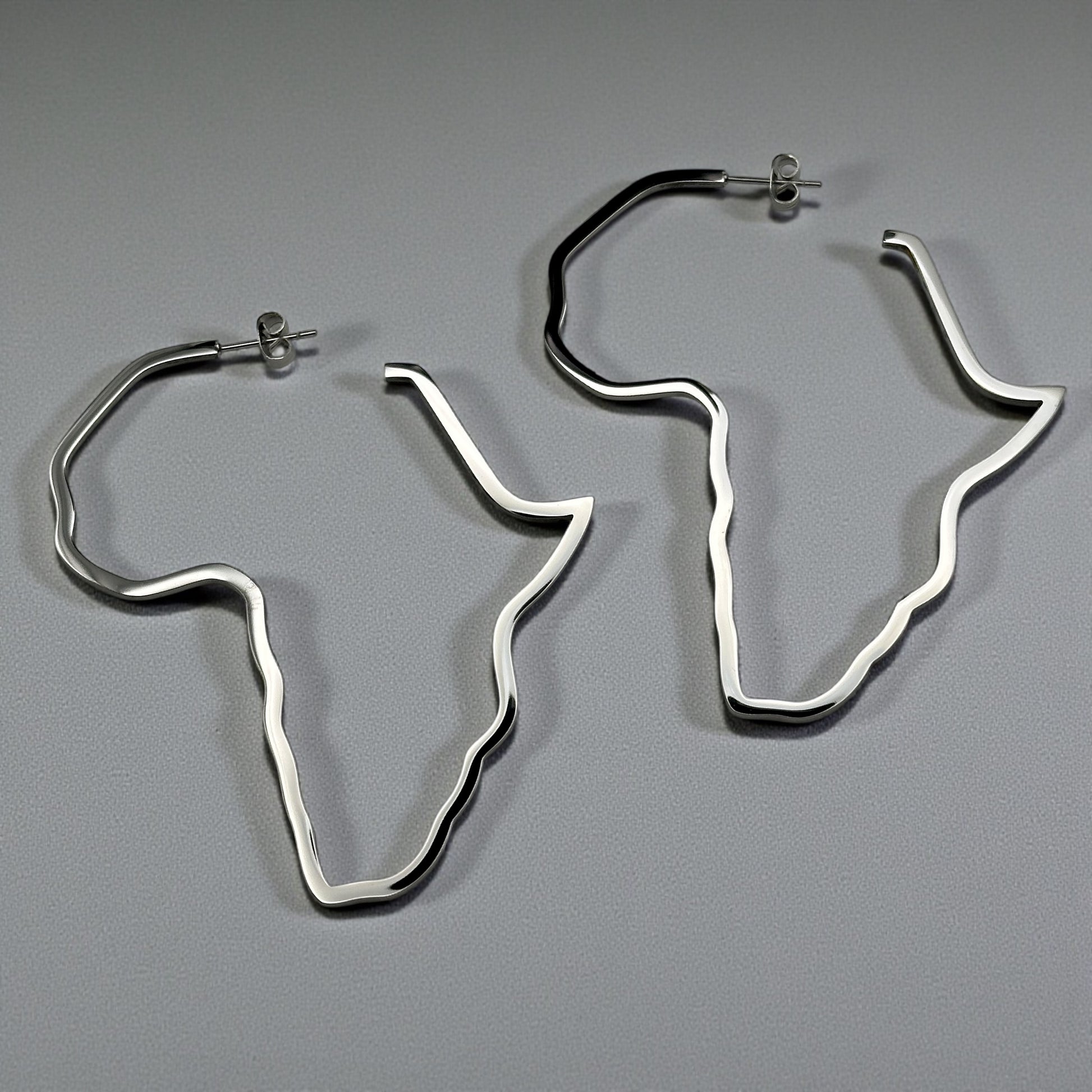 7cm Africa Map Hoop Earrings – Gold & Silver Stainless Steel Afrocentric Jewellery - Fatisha Boutique #