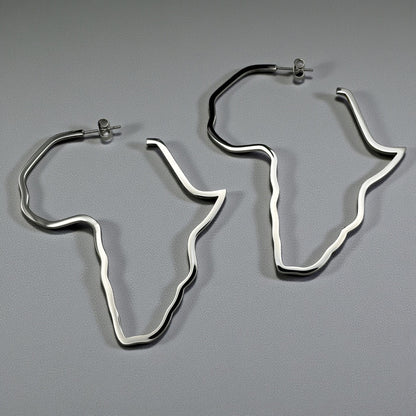 7cm Africa Map Hoop Earrings – Gold & Silver Stainless Steel Afrocentric Jewellery - Fatisha Boutique #