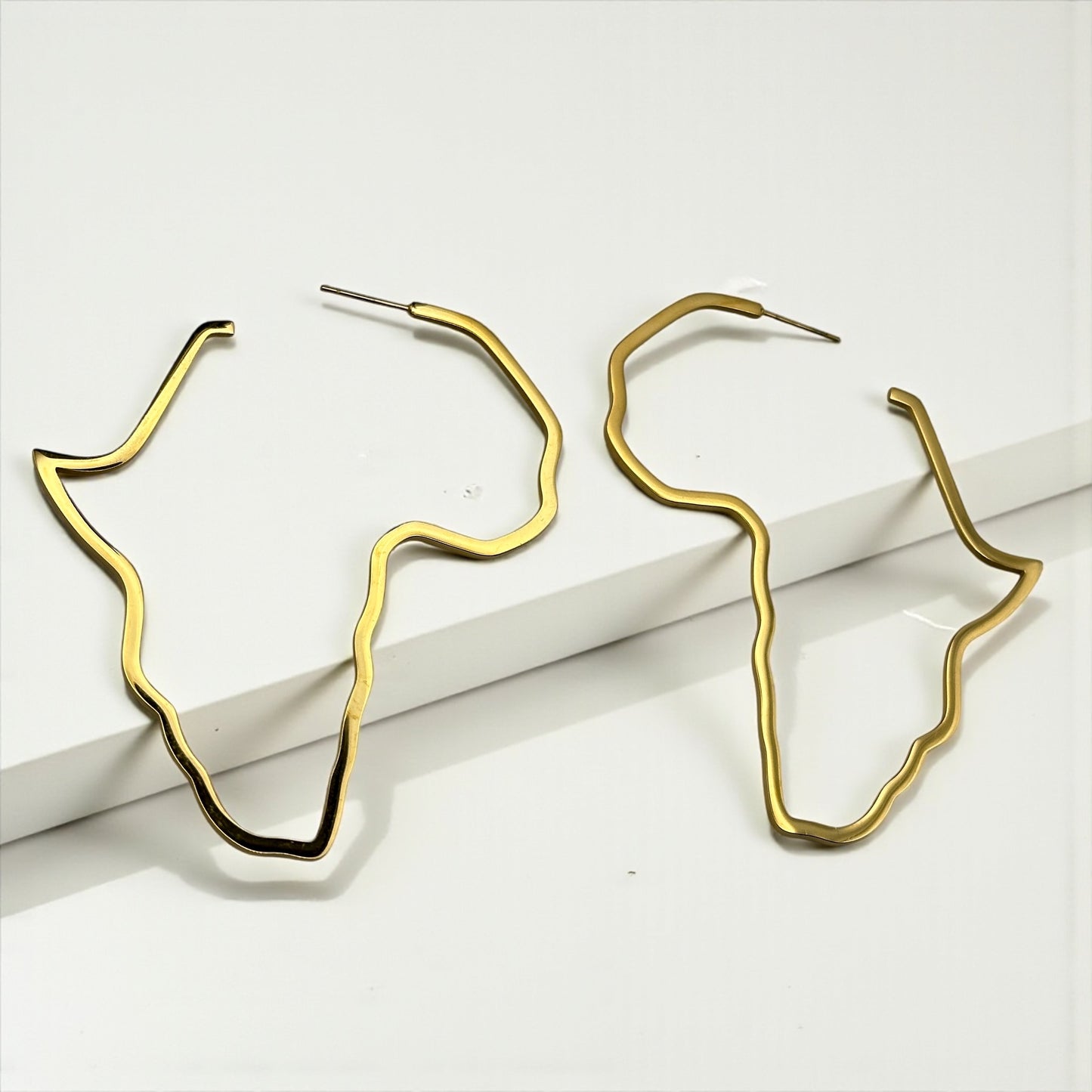 7cm Africa Map Hoop Earrings – Gold & Silver Stainless Steel Afrocentric Jewellery - Fatisha Boutique #