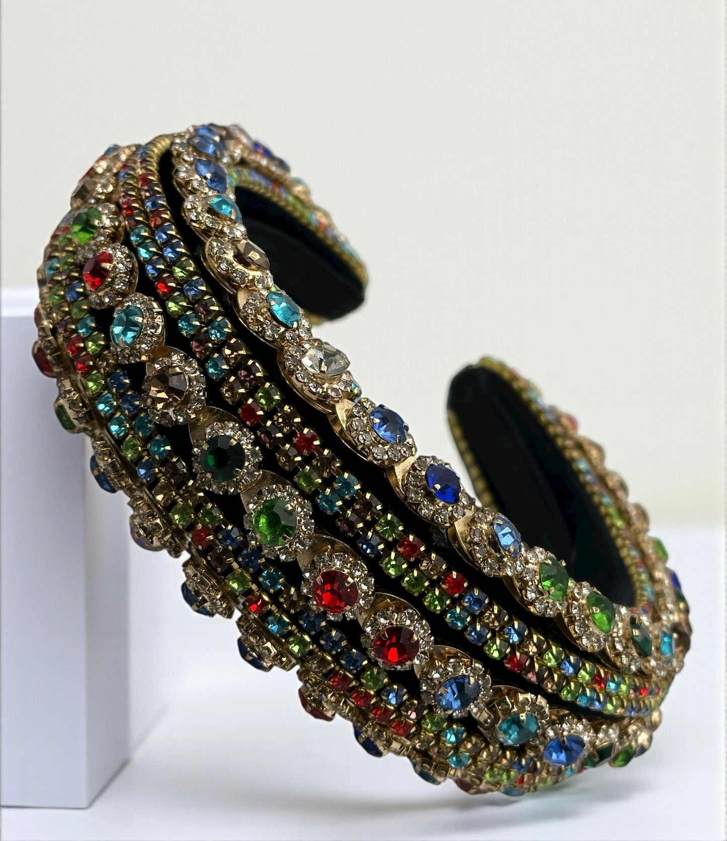 Luxury Multicolour Rhinestone Baroque Padded Headband – Crystal Statement Hair Accessory - Fatisha Boutique #