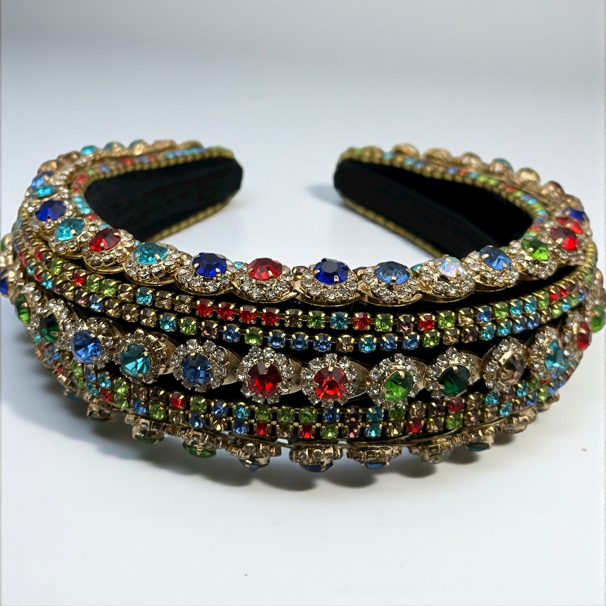 Luxury Multicolour Rhinestone Baroque Padded Headband – Crystal Statement Hair Accessory - Fatisha Boutique #