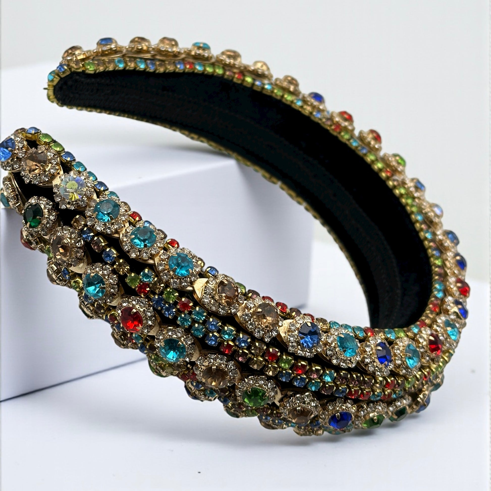 Luxury Multicolour Rhinestone Baroque Padded Headband – Crystal Statement Hair Accessory - Fatisha Boutique #
