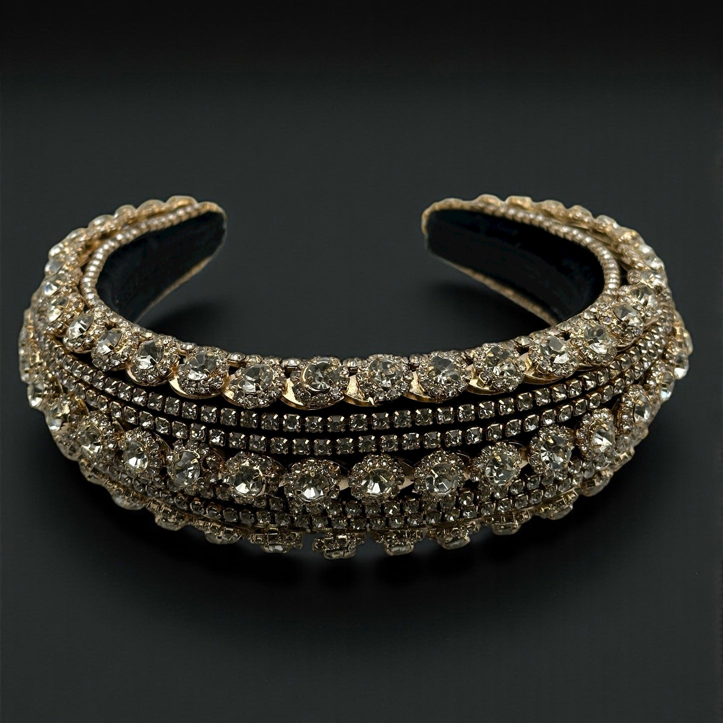 Luxury Gold Crystal Rhinestone Baroque Padded Headband – Elegant Statement Hair Accessory - Fatisha Boutique #