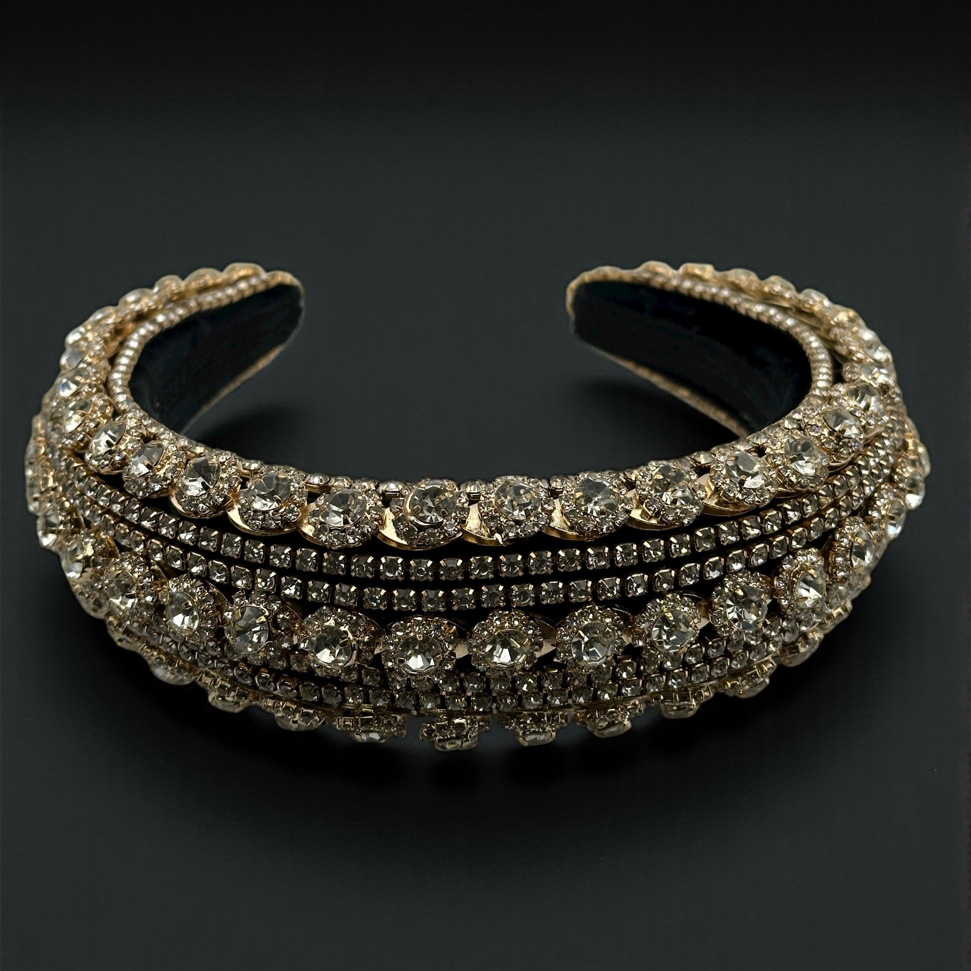 Luxury Gold Crystal Rhinestone Baroque Padded Headband – Elegant Statement Hair Accessory - Fatisha Boutique #
