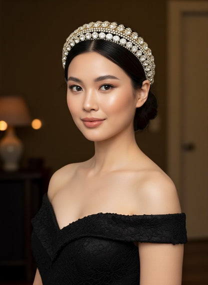 Luxury Gold Crystal Rhinestone Baroque Padded Headband – Elegant Statement Hair Accessory - Fatisha Boutique #