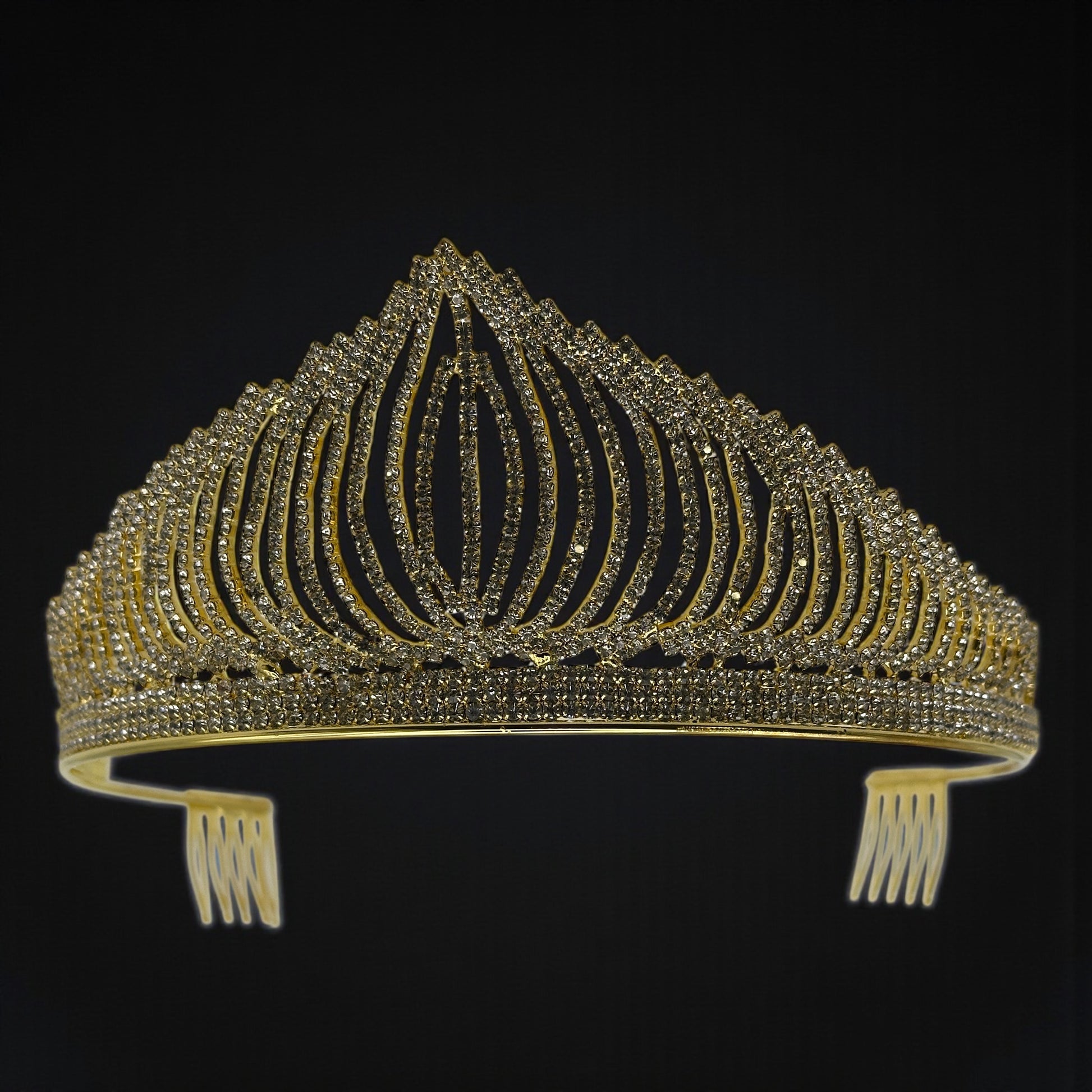 Bridal Crystal Rhinestone Tiara Crown Headpiece – Gold & Silver – Prom & Wedding Accessory - Fatisha Boutique #