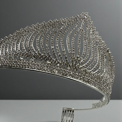 Bridal Crystal Rhinestone Tiara Crown Headpiece – Gold & Silver – Prom & Wedding Accessory - Fatisha Boutique #