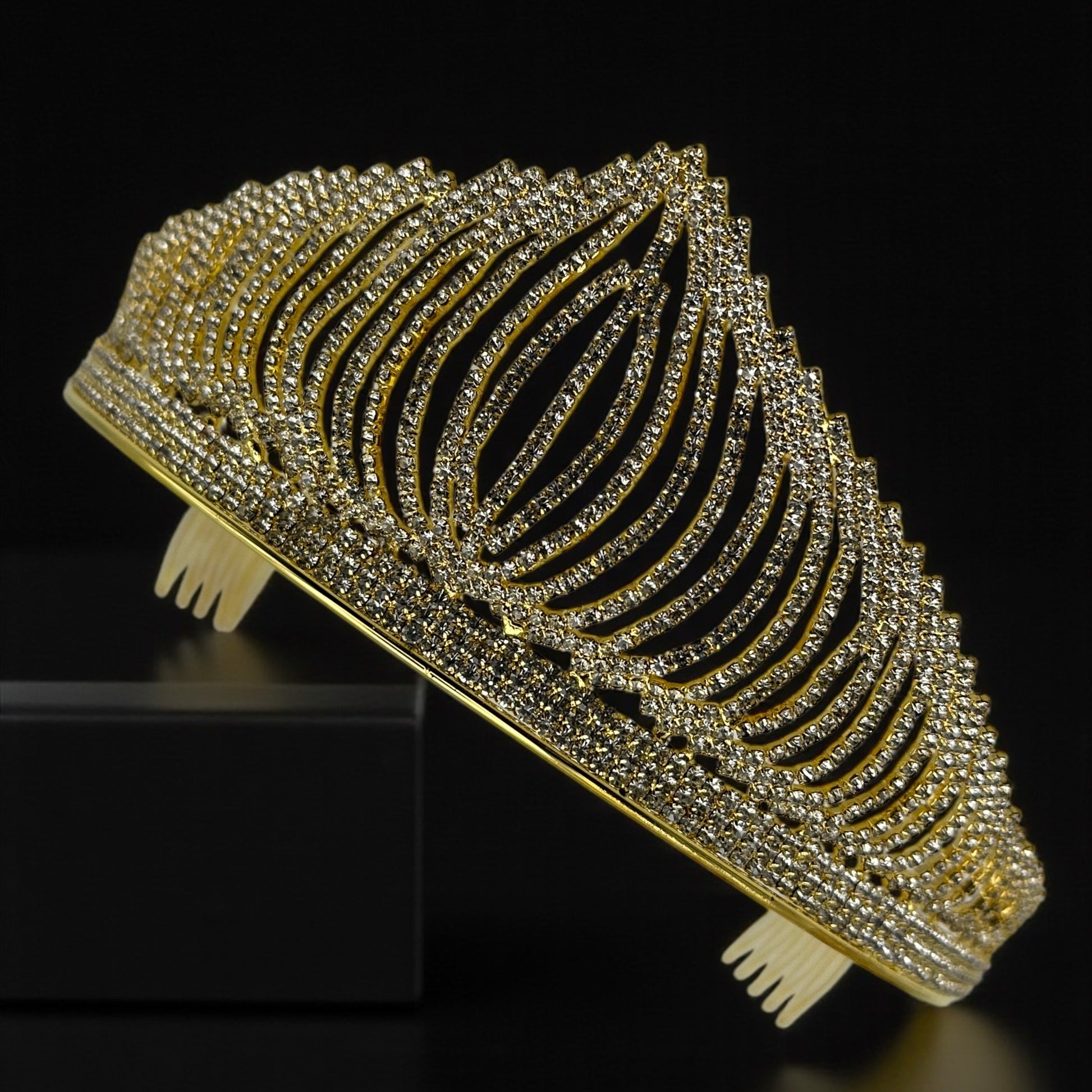 Bridal Crystal Rhinestone Tiara Crown Headpiece – Gold & Silver – Prom & Wedding Accessory - Fatisha Boutique #