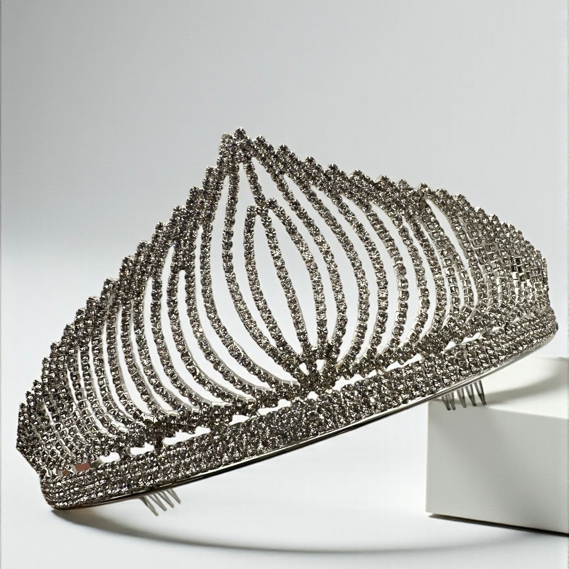 Bridal Crystal Rhinestone Tiara Crown Headpiece – Gold & Silver – Prom & Wedding Accessory - Fatisha Boutique #