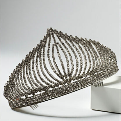 Bridal Crystal Rhinestone Tiara Crown Headpiece – Gold & Silver – Prom & Wedding Accessory - Fatisha Boutique #