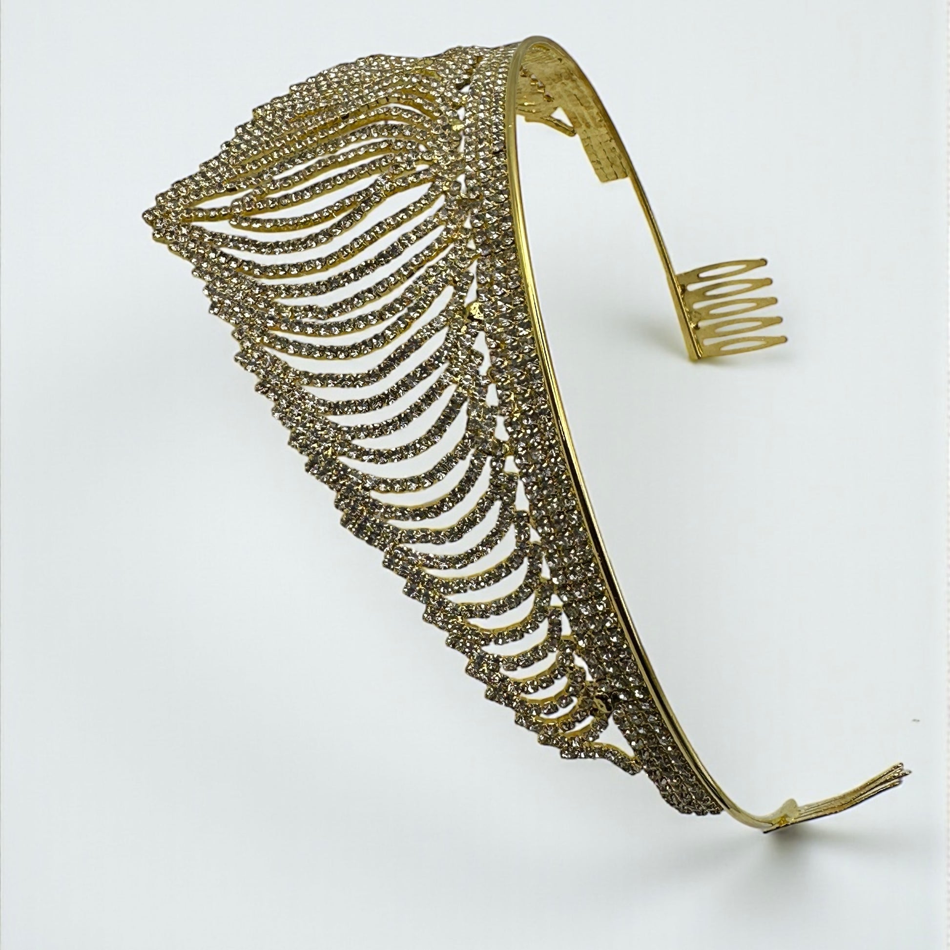 Bridal Crystal Rhinestone Tiara Crown Headpiece – Gold & Silver – Prom & Wedding Accessory - Fatisha Boutique #