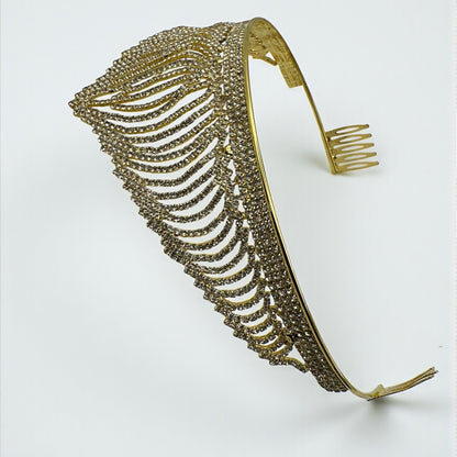 Bridal Crystal Rhinestone Tiara Crown Headpiece – Gold & Silver – Prom & Wedding Accessory - Fatisha Boutique #