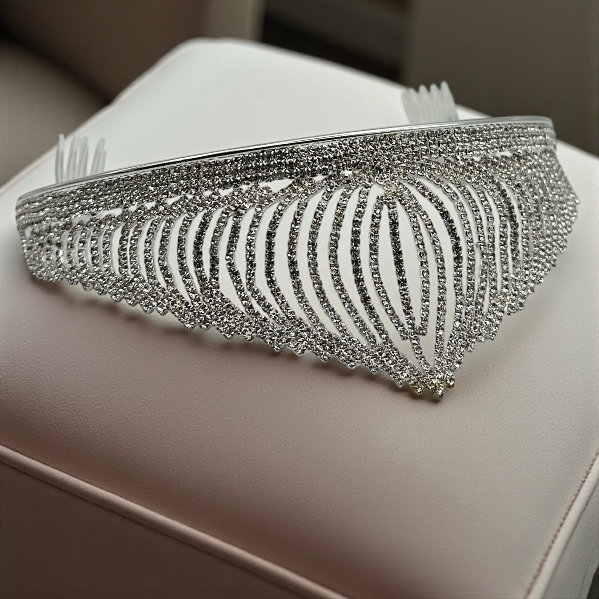 Bridal Crystal Rhinestone Tiara Crown Headpiece – Gold & Silver – Prom & Wedding Accessory - Fatisha Boutique #