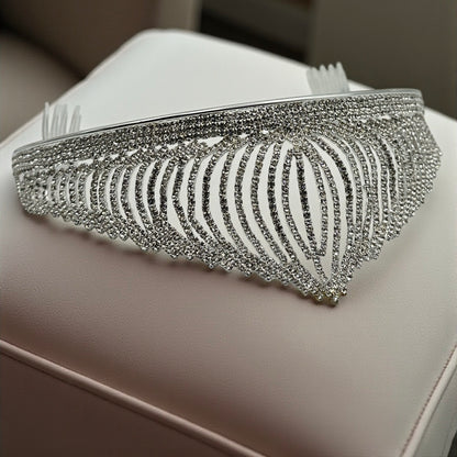 Bridal Crystal Rhinestone Tiara Crown Headpiece – Gold & Silver – Prom & Wedding Accessory - Fatisha Boutique #