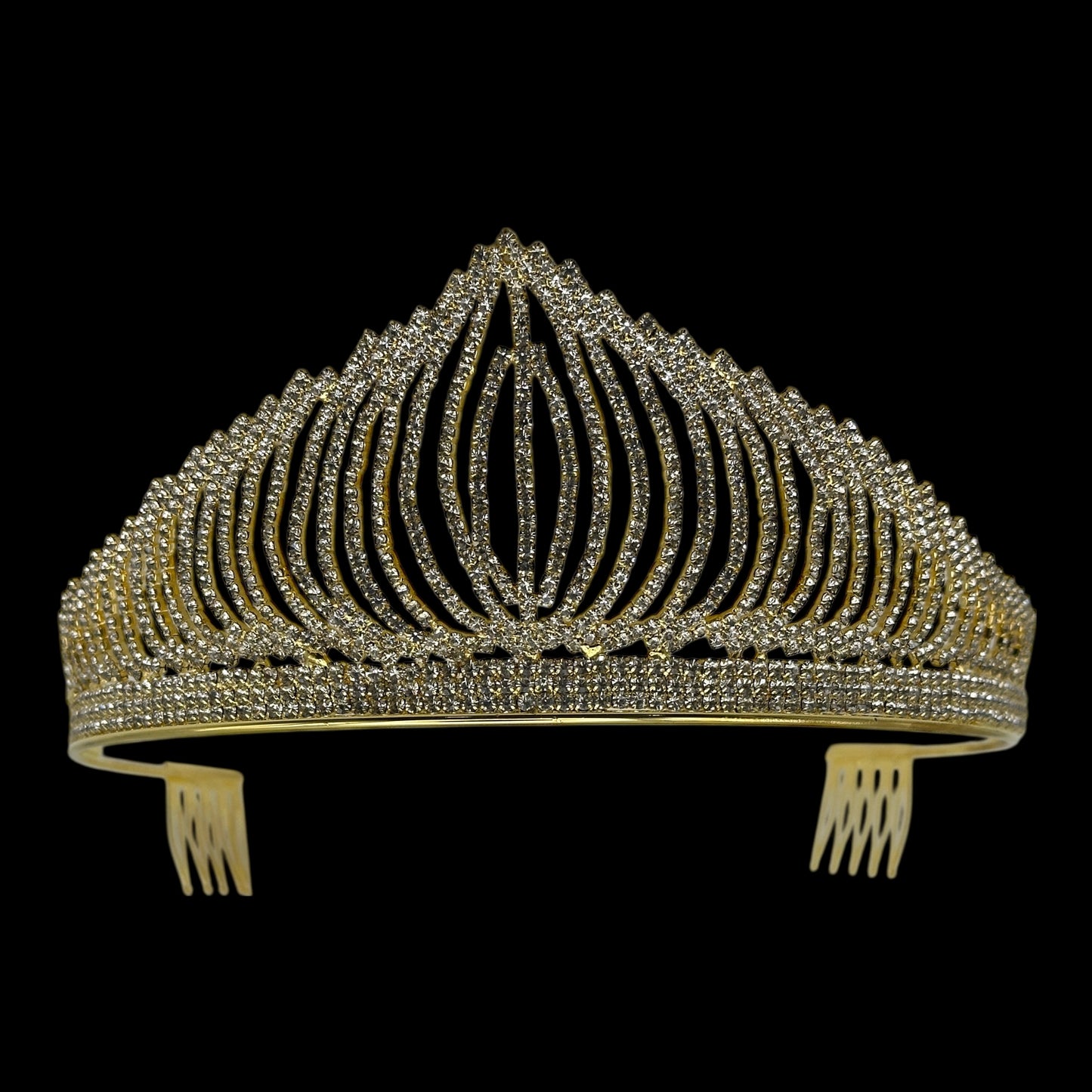 Bridal Crystal Rhinestone Tiara Crown Headpiece – Gold & Silver – Prom & Wedding Accessory - Fatisha Boutique #